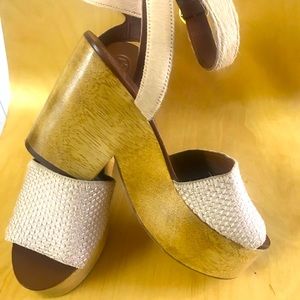 Tory Burch Burlap Pony Hair Clogs